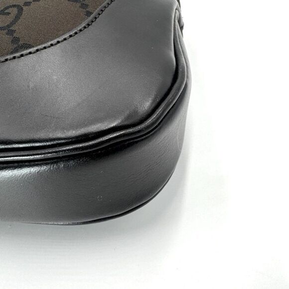 Auth Gucci Supreme Dark Brown Nylon Leather Trim Jackie Shoulder Bag Preloved Ex - Picture 11 of 16